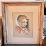 A17. Framed oil pastel portrait. 